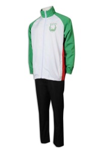 WTV170 訂造運動套裝 撞色 高領 澳門 鮮魚行總會 運動套裝生產商    白色  撞色綠色